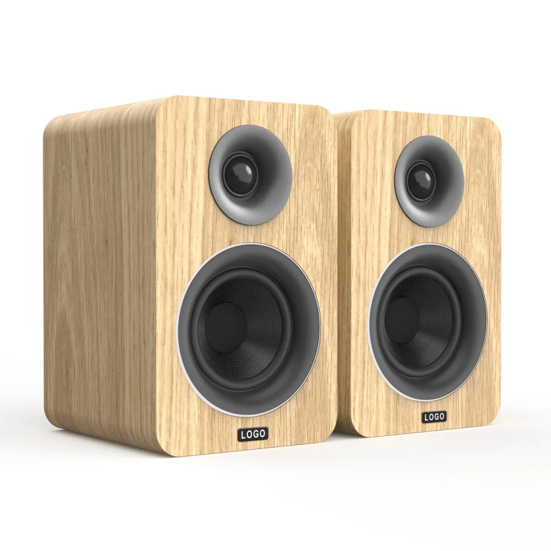 3-inch round tweeter bookshelf speaker with wood-grain enclosure-without grille-3