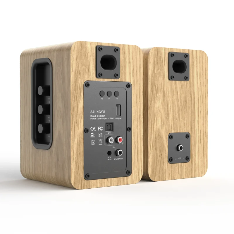 3-inch round tweeter bookshelf speaker with wood-grain enclosure-without grille-4