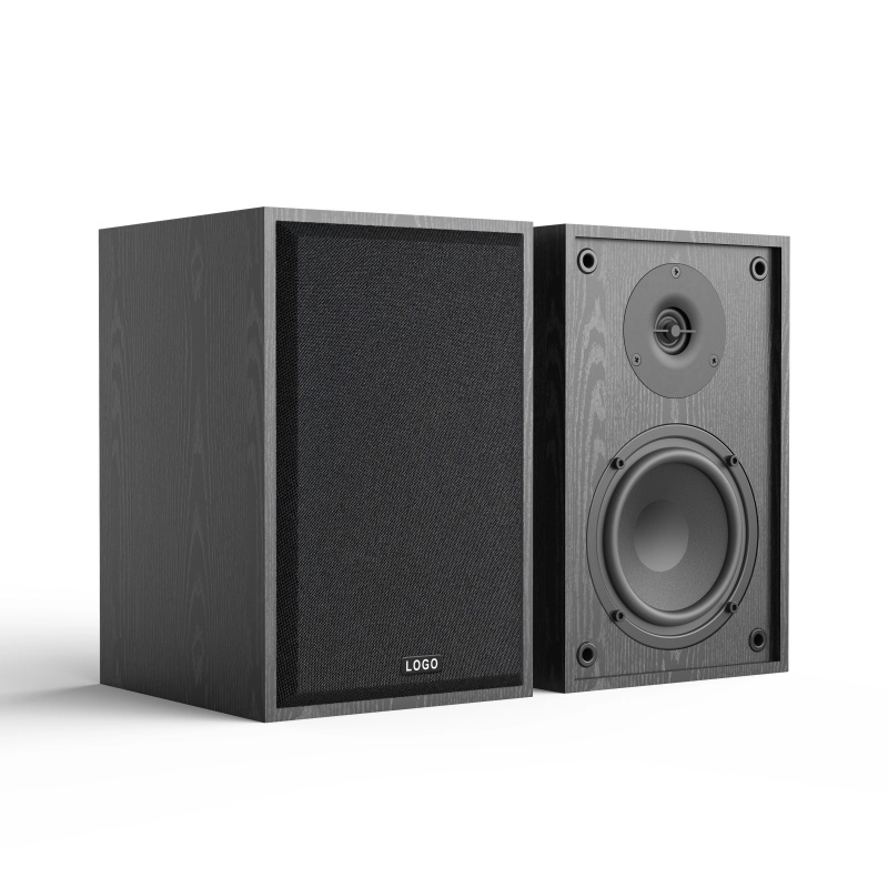 4-inch Bookshelf Speaker in Black Wood Cabinet with Protective Grille-2
