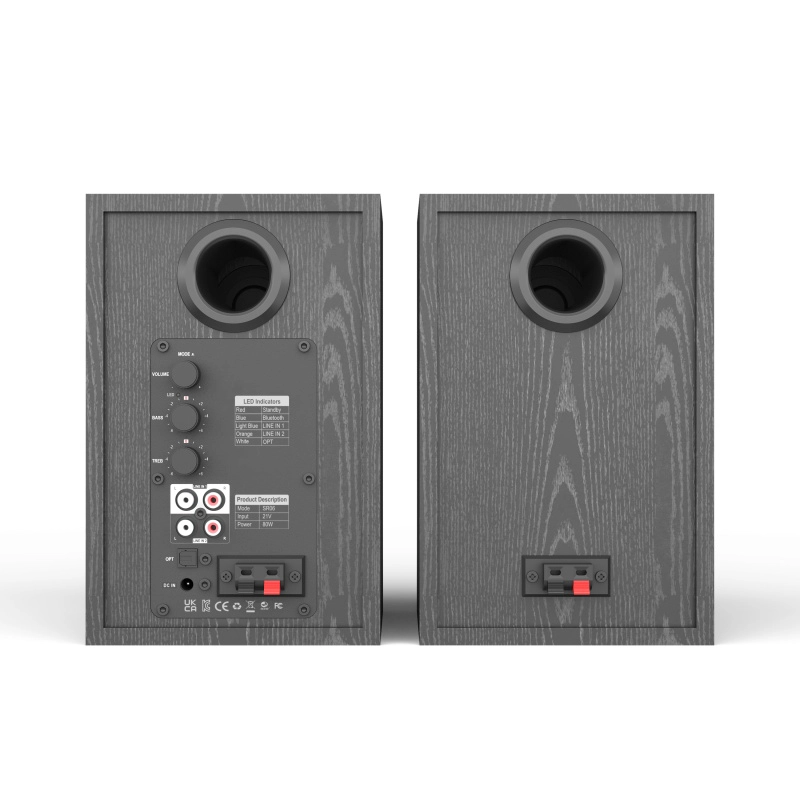 4-inch Bookshelf Speaker in Black Wood Cabinet with Protective Grille-4