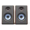 4-inch Bookshelf Speaker with Blue Exposed-Woofer Mounted on Plywood in a Black Enclosure-2