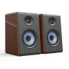 4-inch Bookshelf Speaker with Blue Exposed-Woofer Mounted on Plywood in a Black Enclosure-3