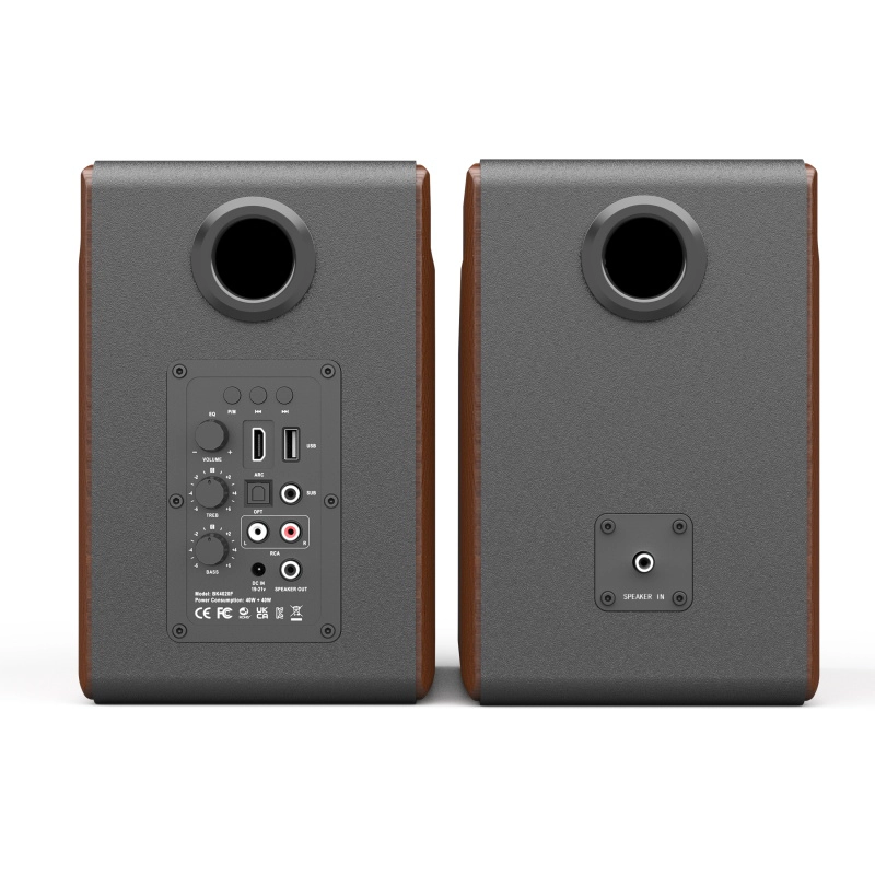 4-inch Bookshelf Speaker with Blue Exposed-Woofer Mounted on Plywood in a Black Enclosure-4