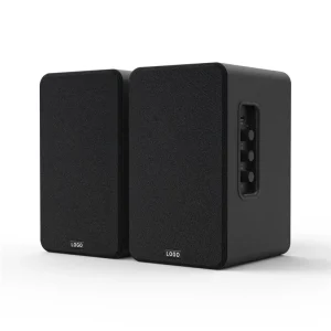 4-inch Bookshelf Speaker with Blue Woofer in Black Enclosure-1