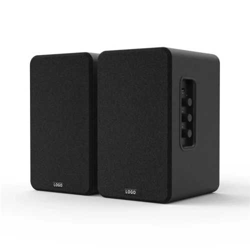 Haut-parleur d'étagère 4 pouces avec woofer bleu dans une enceinte noire-1