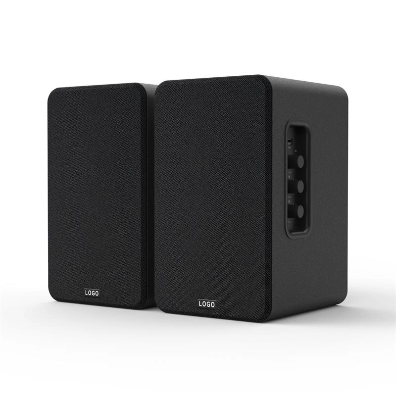 4-inch Bookshelf Speaker with Blue Woofer in Black Enclosure-1