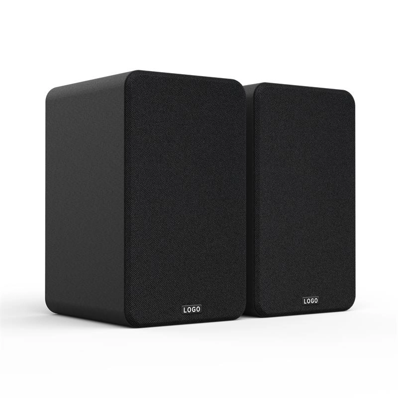 4-inch Bookshelf Speaker with Blue Woofer in Black Enclosure-4