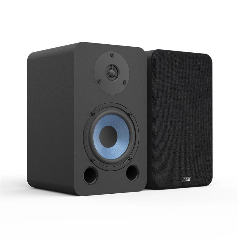 4-inch Bookshelf Speaker with Blue Woofer in Black Enclosure-5