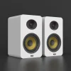 4-inch Bookshelf Speaker with Yellow Exposed Planar Woofer in White Enclosure-2
