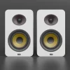 4-inch Bookshelf Speaker with Yellow Exposed Planar Woofer in White Enclosure-3