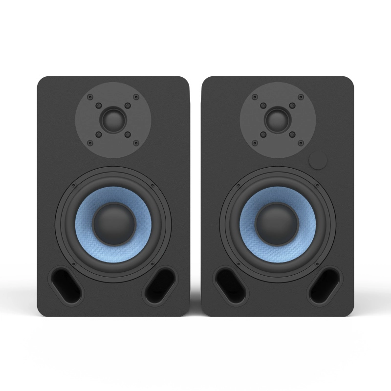 5-inch Bookshelf Speaker with Blue Woofer in a Black Enclosure-4