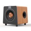 8-inch fiberglass speaker subwoofer in a wood-grain cabinet featuring black front and rear baffles-1