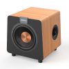8-inch fiberglass speaker subwoofer in a wood-grain cabinet featuring black front and rear baffles-3