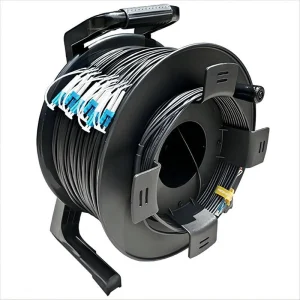 Armored Tactical OM3 Fiber Optical Cable Drum Reel-24LC connectors